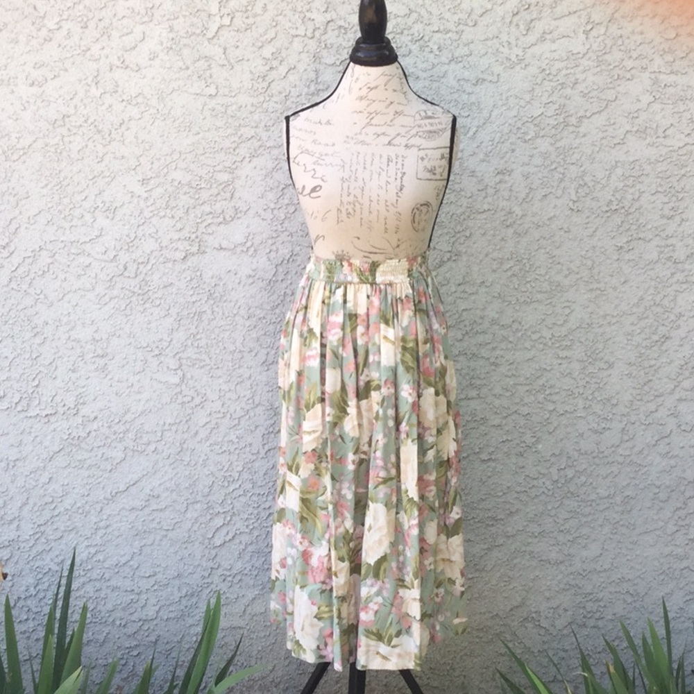 Vintage 2-Piece Shirt and Skirt Coordinated Matching Floral Outfit Set